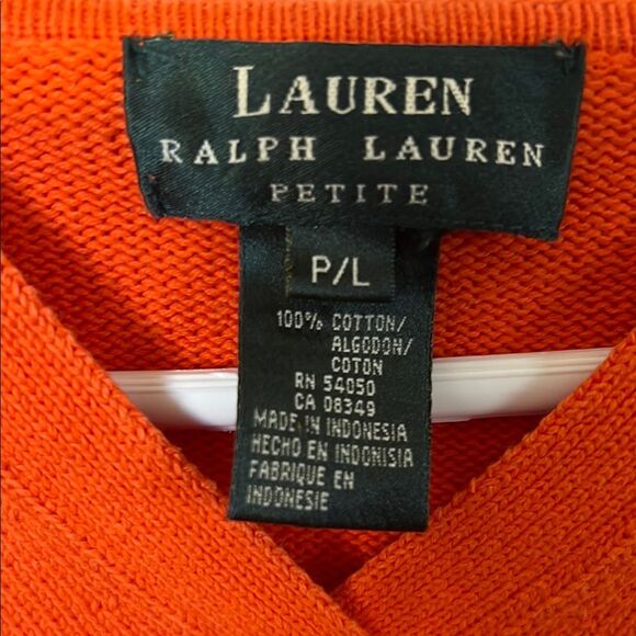 Ralph Lauren Orange Petite Cotton Knit Long Sleeve Pull Over Hoodie PM - Picture 11 of 14